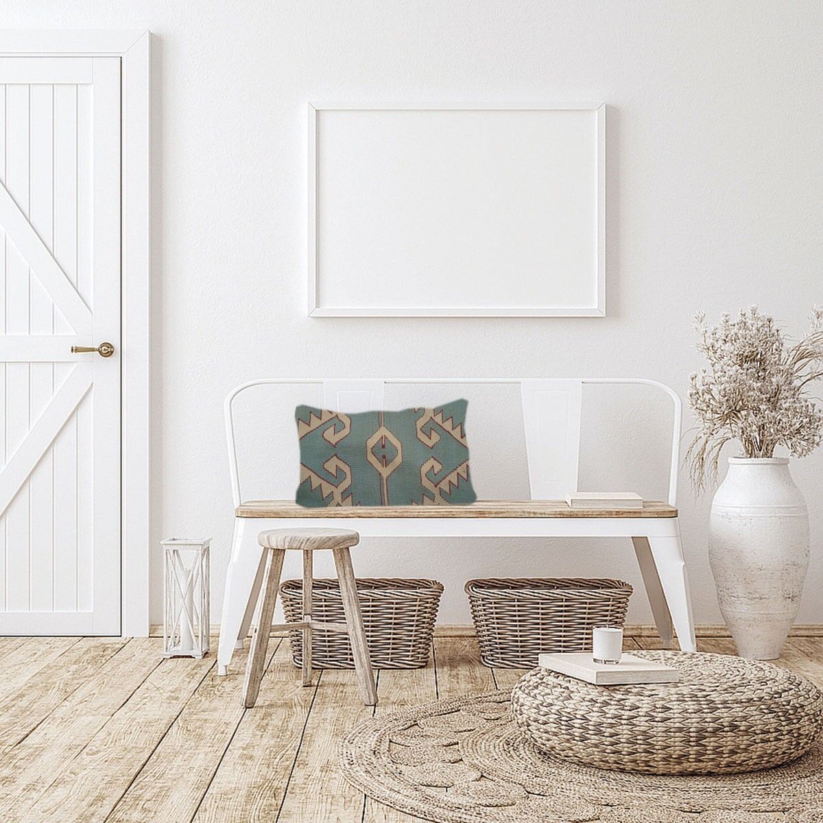 Fodera per cuscino in citronella intrecciata a mano Kilim