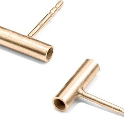 Ohrstecker PROFILE, Gold 585 ou Silber 925, Länge 10 mm, Handmade in Germany, JRJ - 14 Karat (585) Gelbgold - 585