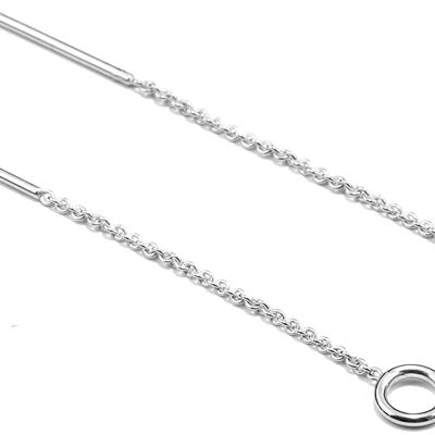 Ohrringe SPHERE & LOOP, Gold 585 oder Silber 925, Loop 5 & 10, Kugel 4mm, handgefertigt in Deutschland - Silber - 45,05 Millimeter - 925 Sterling Silber