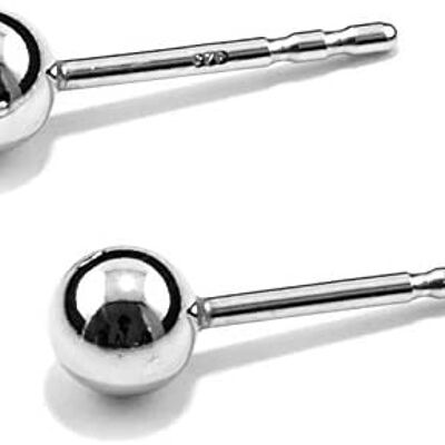 Ohrringe SPHERE & LOOP, Gold 585 oder Silber 925, Loop 5 & 10, Kugel 4mm, Handmade in Germany - Silber - 4.0 Millimeter - 925 Sterling Silver