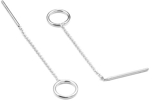 Ohrringe SPHERE & LOOP, Gold 585 oder Silber 925, Loop 5 & 10, Kugel 4mm, Handmade in Germany - Silber - 45.1 Millimeter - 925 Sterling Silver