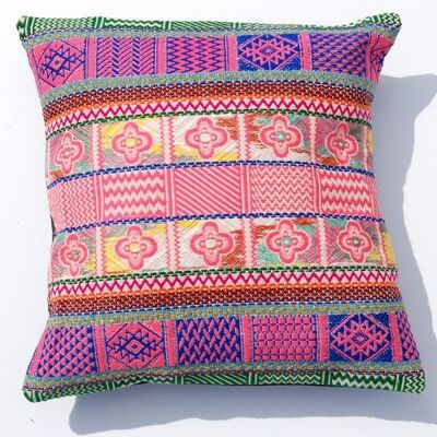 Cushion cover "ATHENA" 40 - cushion cover with pink-blue jacquard pattern