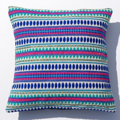 Cushion cover with jacquard pattern white-blue