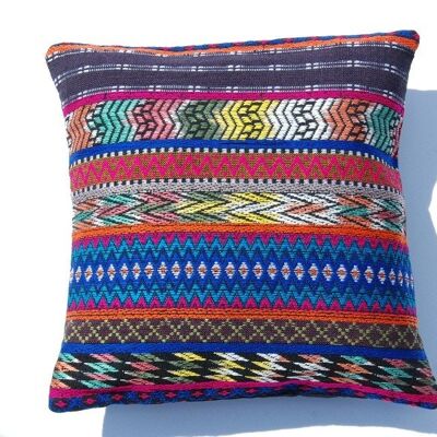 Cushion cover "LONDON" 40 - cushion cover with jacquard pattern blue-rainbow