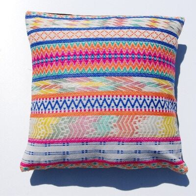 Cushion cover "NELSON" 40 - cushion cover with pink-rainbow jacquard pattern