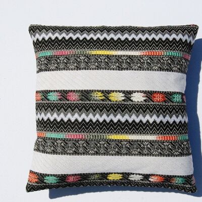 Fodera per cuscino "TEL AVIV" 40 - fodera per cuscino con motivo jacquard bianco-arcobaleno