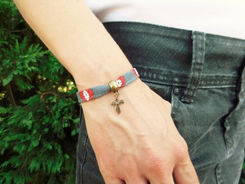 Bracelet Midinette Gris/Rouge