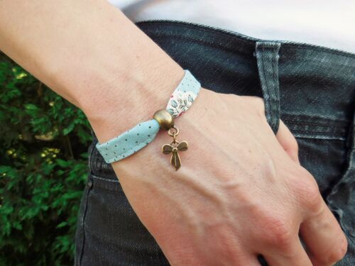 Bracelet Midinette Bleu Fleuri