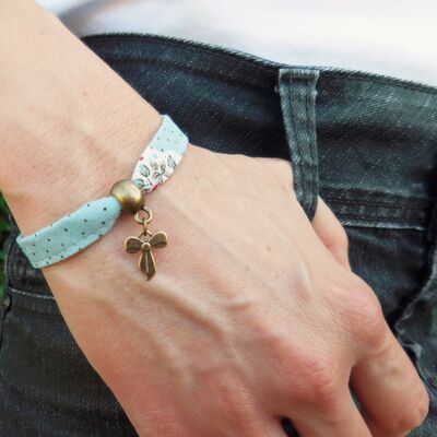 Bracelet Midinette Bleu Fleuri