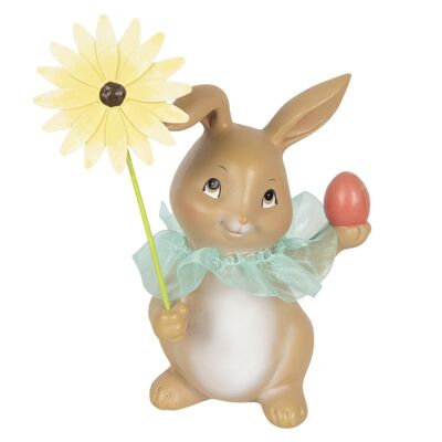 Decoratie konijn met bloem 11x9x15 cm 1