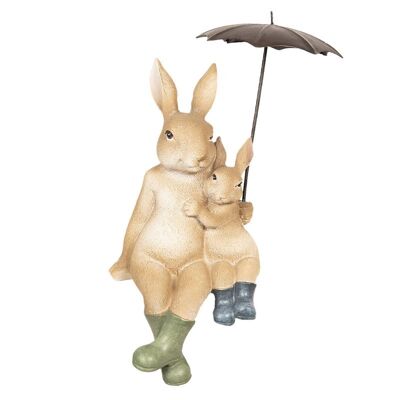 Decoratie zittende konijnen onder paraplu 10x9x19 cm 1