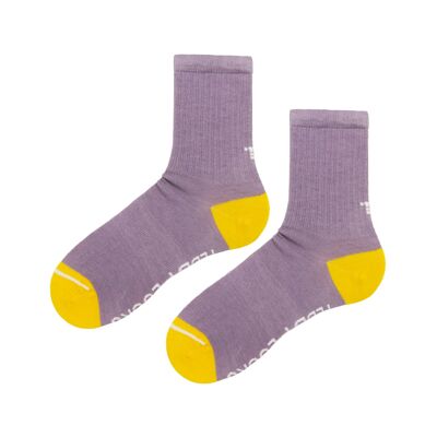 Chaussettes mi-mollet côtelées lilas recyclées