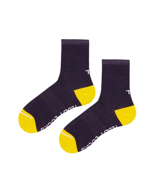 Recycled Dark Purple Ribbed Crew Socks