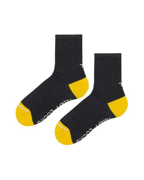 Recycled Charcoal Ribbed Crew Socks - 2 Pack