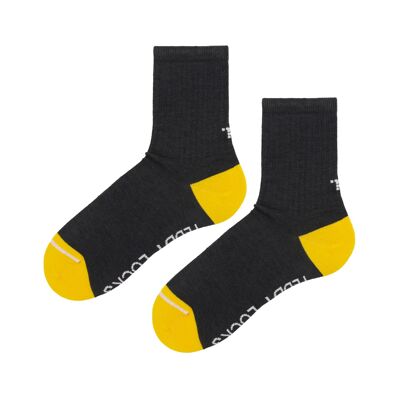 Recycled Charcoal Ribbed Crew Socks - 2 Pack