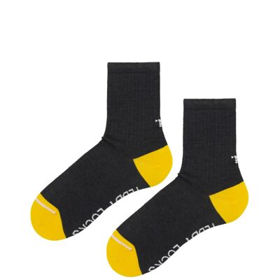 Recycled Charcoal Ribbed Crew Socks - 2 Pack