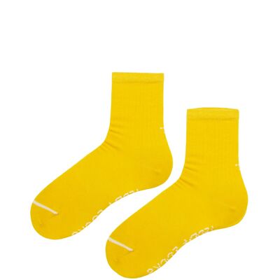 Chaussettes mi-mollet côtelées jaunes recyclées