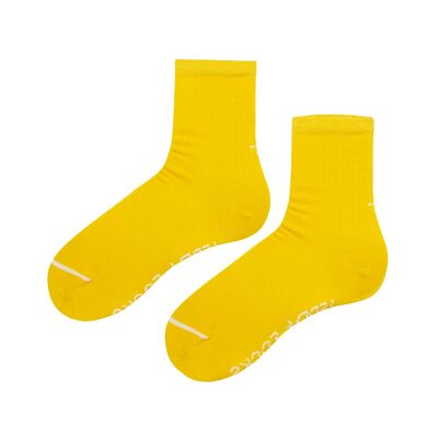 Recycled Yellow Ribbed Crew Socks - 2 Pack