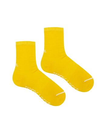 Chaussettes mi-mollet côtelées jaunes recyclées - Paquet de 2 8