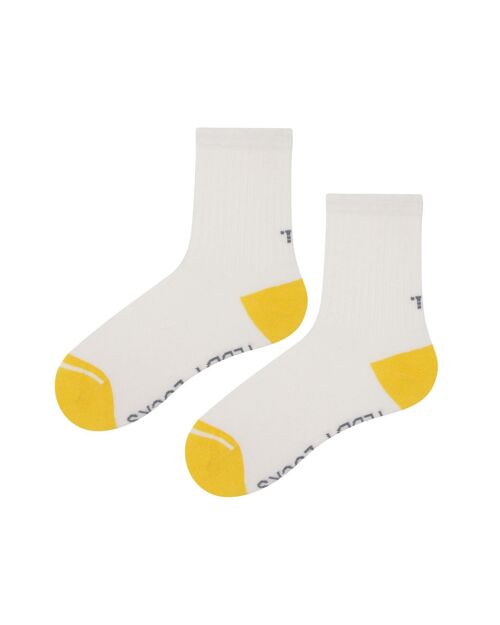 Recycled White Ribbed Crew Socks