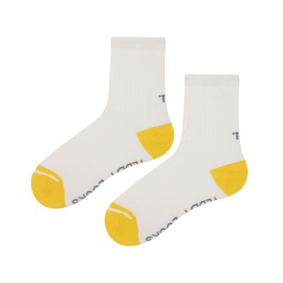 Recycled White Ribbed Crew Socks