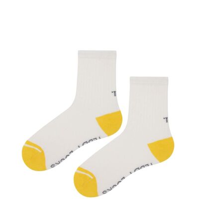 Recycelte, weiße, gerippte Crew-Socken
