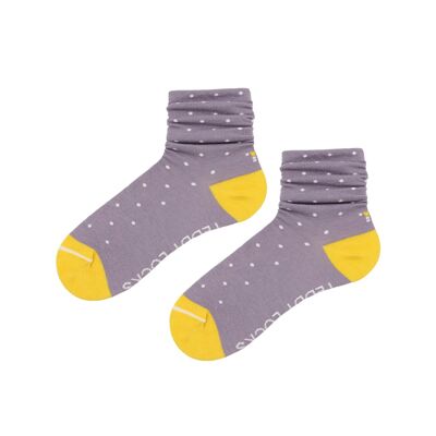 Nachhaltige Slouch-Socken in Flieder mit Punkten – 2er-Pack