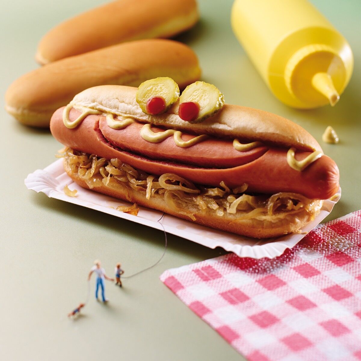 Cartolina d'auguri in bianco felice dell'hot dog