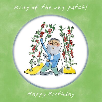 Tarjeta de cumpleaños de jardinería King of the veg patch