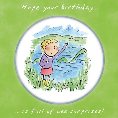 Geburtstagskarte mit Nessie Scotland-Motiv