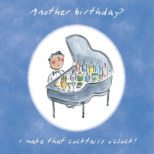 Cocktails o'clock music themed birthday card
