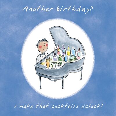 Cocktails o'clock music themed birthday card