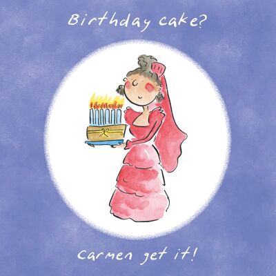 Carmen get it tarjeta de cumpleaños con temática musical