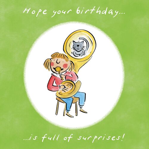 Full of surprises (female) music themed birthday card