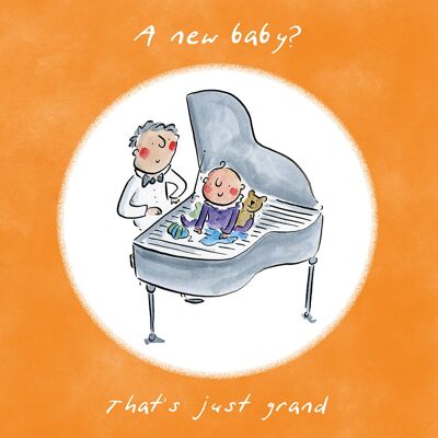 Baby grand music themed new baby card