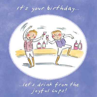 Joyful cups music themed birthday card