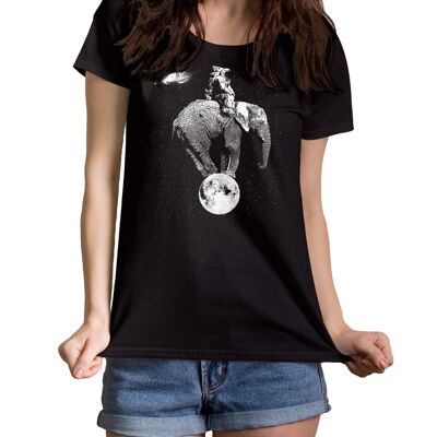 T-shirt M-Fit da donna girocollo Space Elephant