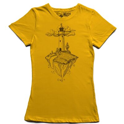 Camiseta de cuello redondo Falling Lighthouse para mujer