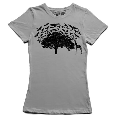Oiseaux sur l'arbre T-shirt à col ras du cou pour femmes