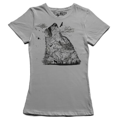 Wolf Mountain Crew Neck T-shirt pour femme Coupe M