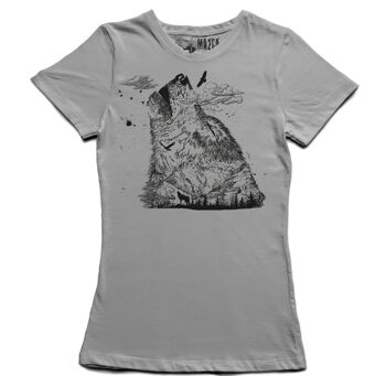 Wolf Mountain Crew Neck T-shirt pour femme Coupe M 1