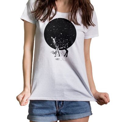 Deer Moon Crew Neck T-shirt pour femme Coupe M