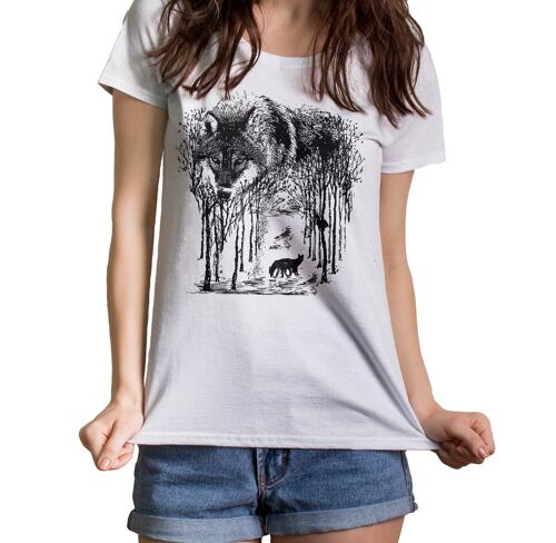 Wolf Forrest Rundhals Damen M-Fit T-shirt