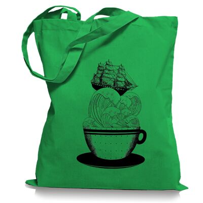 Cup of Ship - ship jute bag fabric bag tote bag