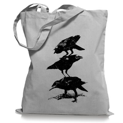 Crows crows - jute bag fabric bag tote bag