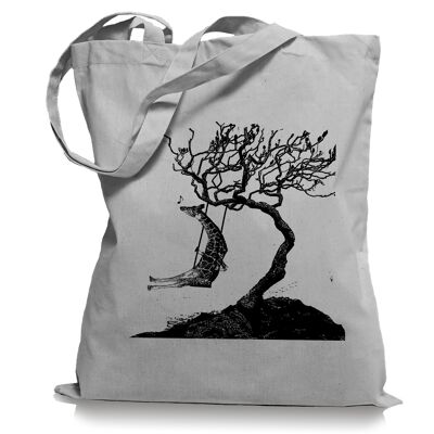 Rocking Giraffe - jute bag fabric bag tote bag / bag
