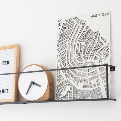 Lasered city map - Black, White or Oak coated MDF - A3