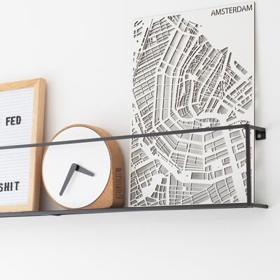 Lasered city map - Black, White or Oak coated MDF - A3