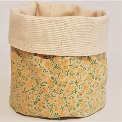 Recycled material: Small storage basket in métis and cotton - Lberty yellow