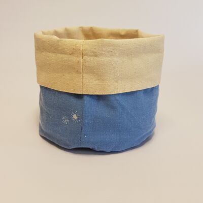 Recycled material: Small storage basket in métis and cotton - Blue
